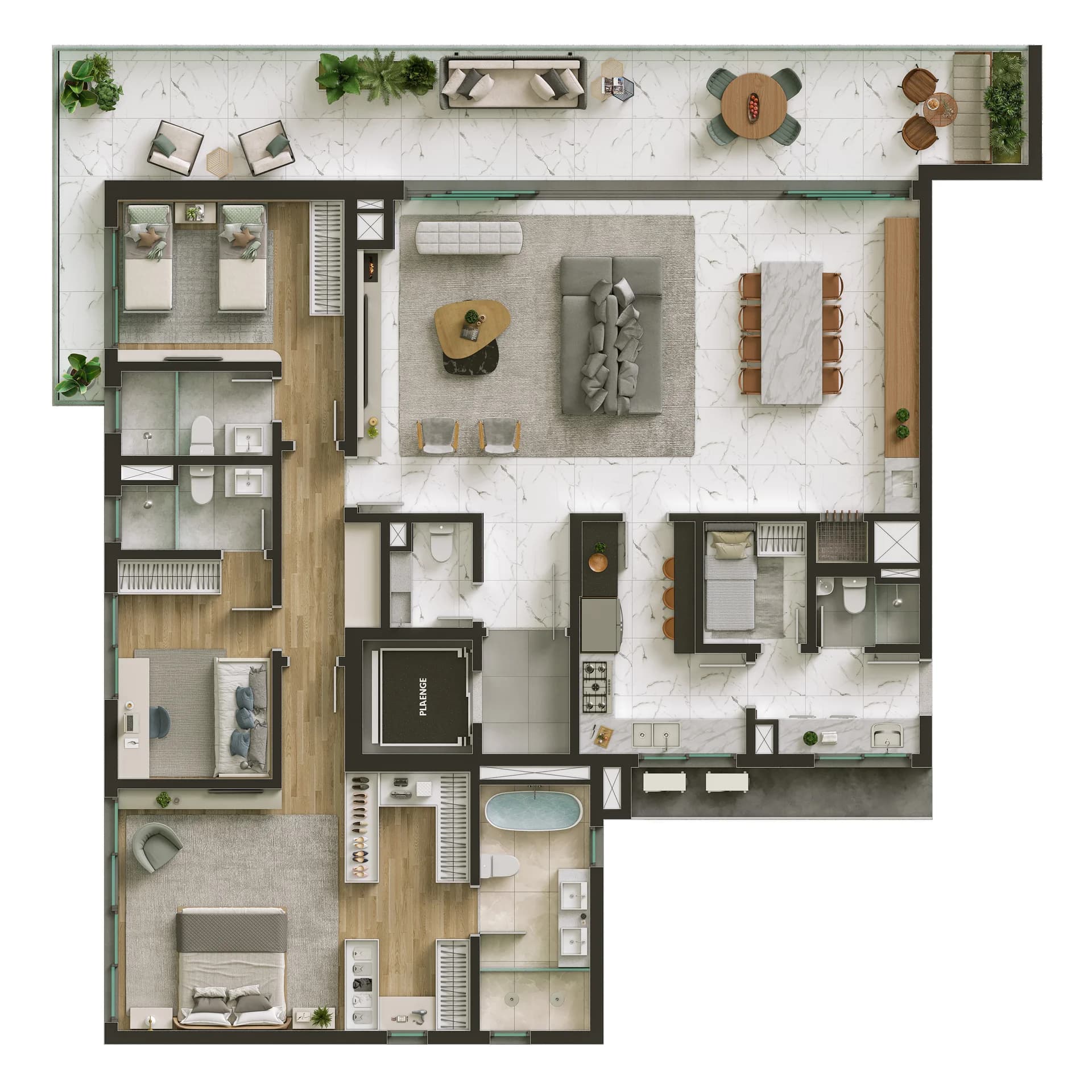Tipo A — 3 Suítes + Dorm. Serviço — 230,94 m²