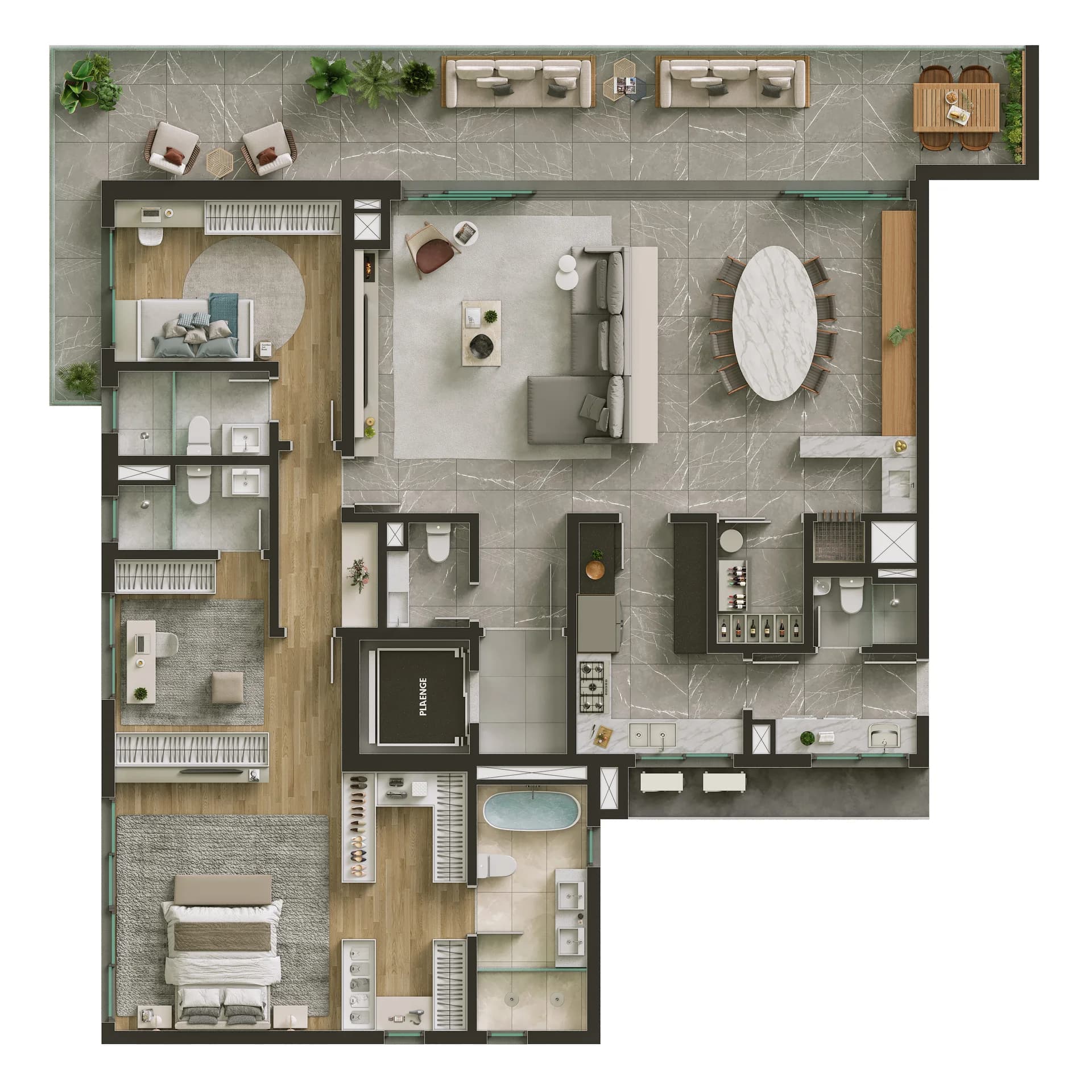 Tipo A — Suíte Master Estendida + Adega — 230,94 m²