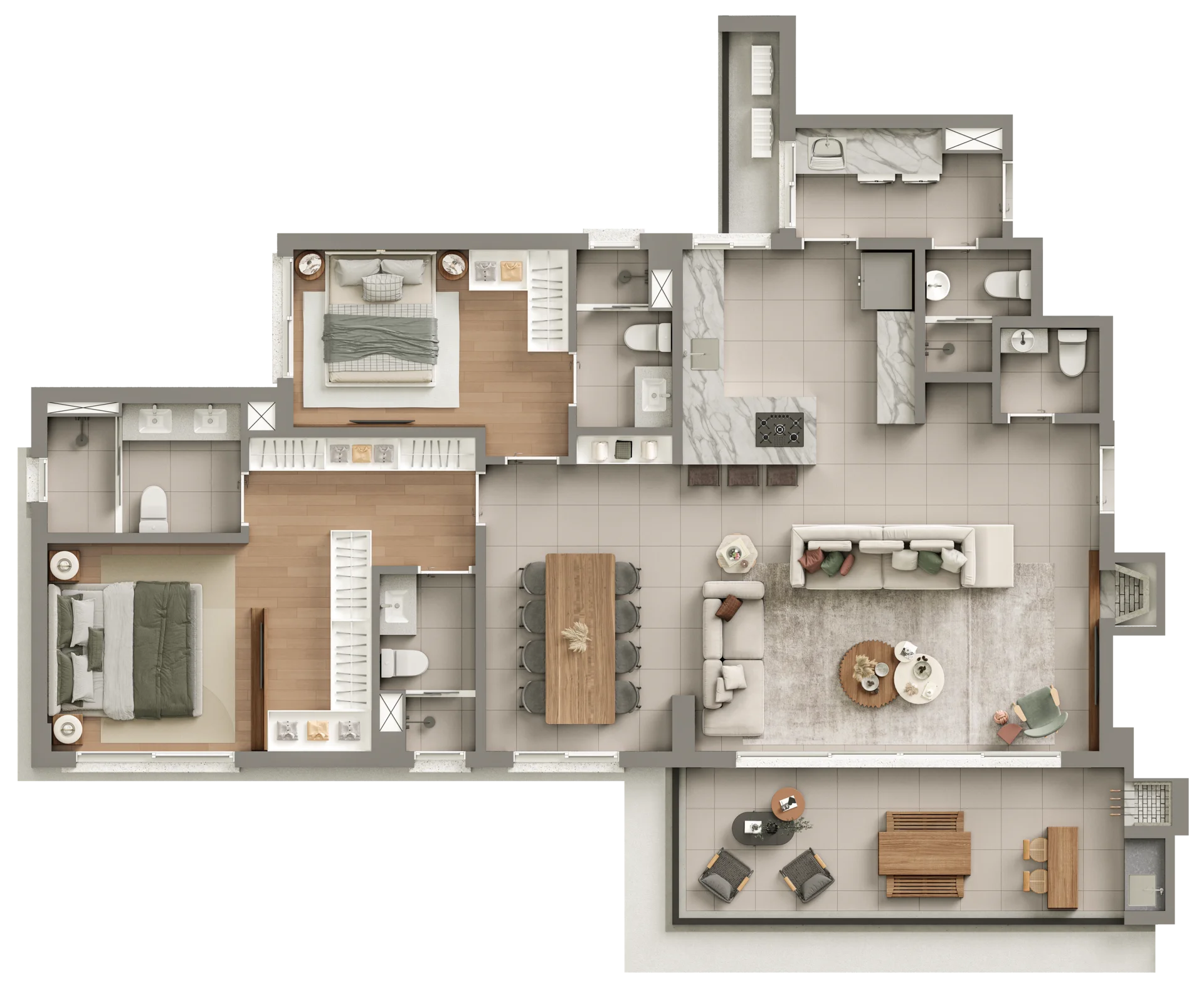 Pavimento Tipo — Living Estendido