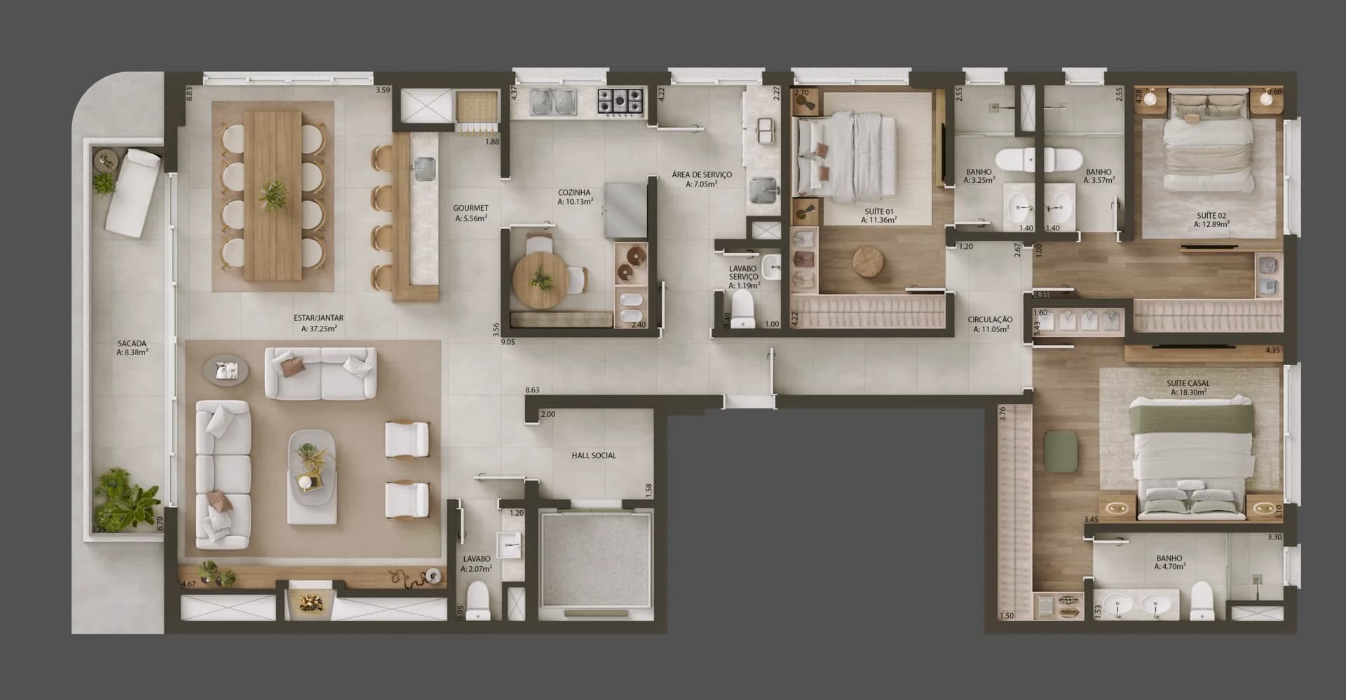 Apartamento Tipo 01 Padrão — 176,89 m²